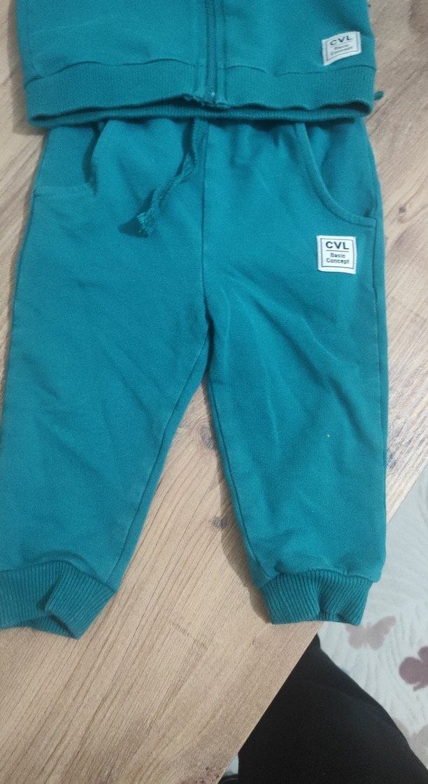 Koyu Mavi Kapüşonlu Bebek Takımı - Görsel 4