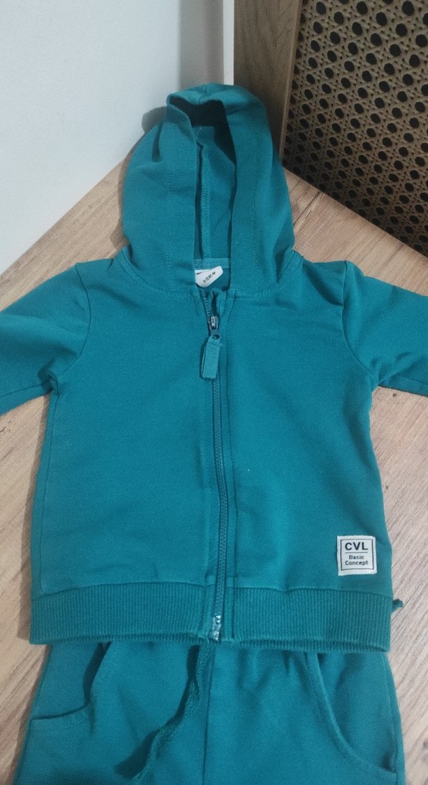 Koyu Mavi Kapüşonlu Bebek Takımı - Görsel 3