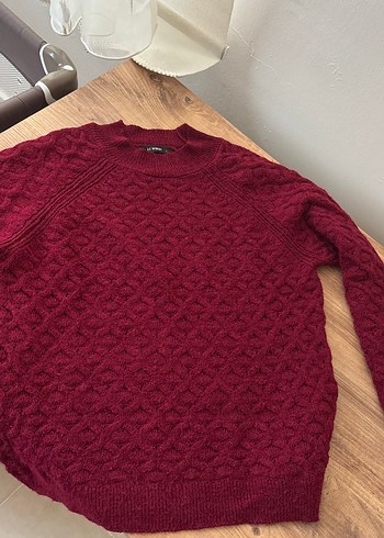 LC Waikiki Bordo Kabartmali Triko Kazak