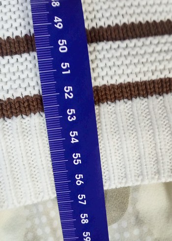 Kahverengi Çizgili Kadın Triko Sweatshirt - Görsel 6