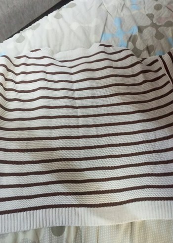 Kahverengi Çizgili Kadın Triko Sweatshirt - Görsel 4