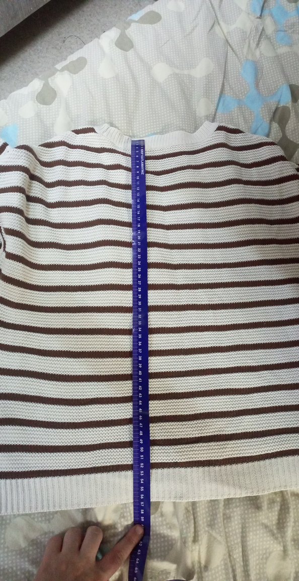 Kahverengi Çizgili Kadın Triko Sweatshirt - Görsel 5