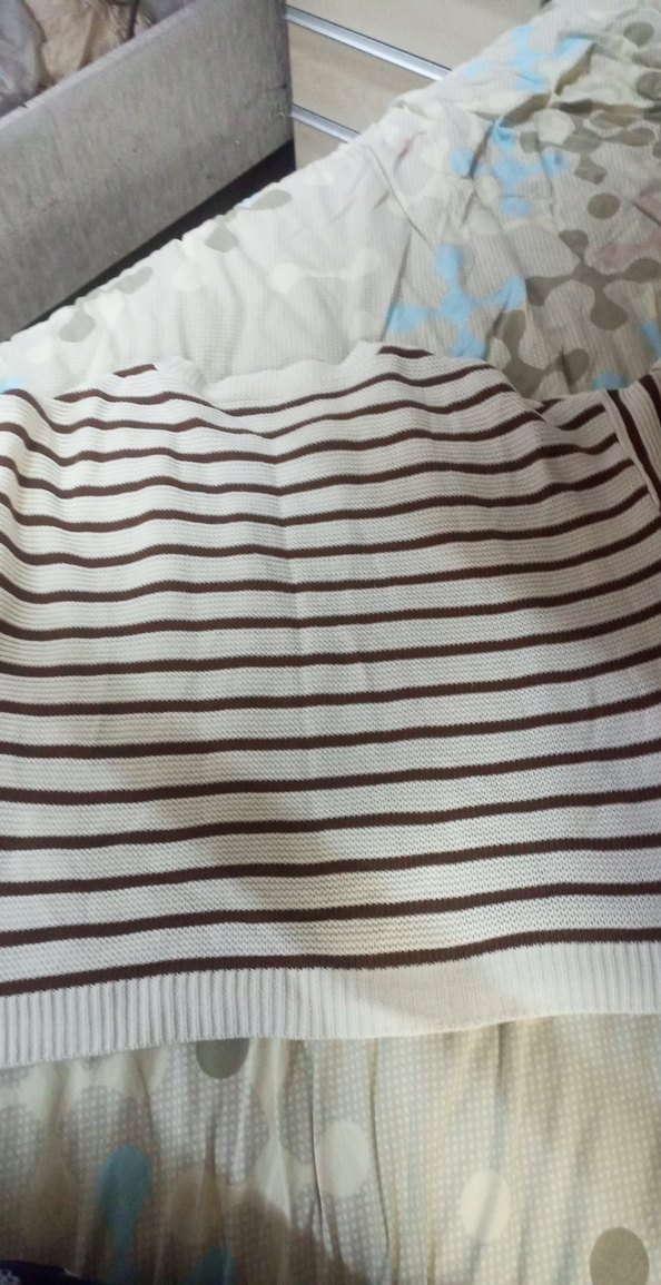 Kahverengi Çizgili Kadın Triko Sweatshirt - Görsel 4