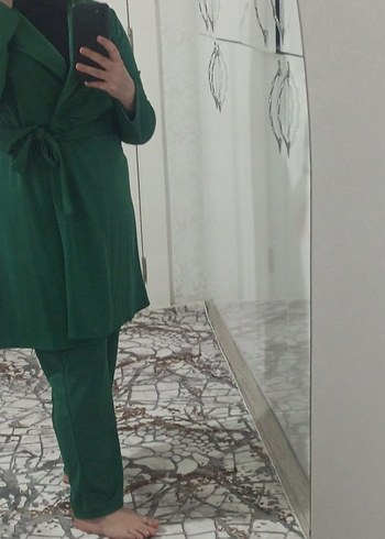 Drapeli Yeşil Uzun Kadın takım - Görsel 3