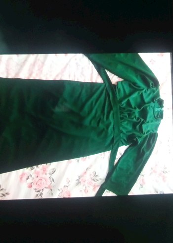 Yeşil Uzun Kollu Salaş Elbise - Görsel 3