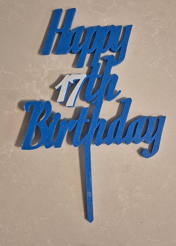 Renkli Mavi 17. Doğum Günü Pasta Süsü - Görsel 2