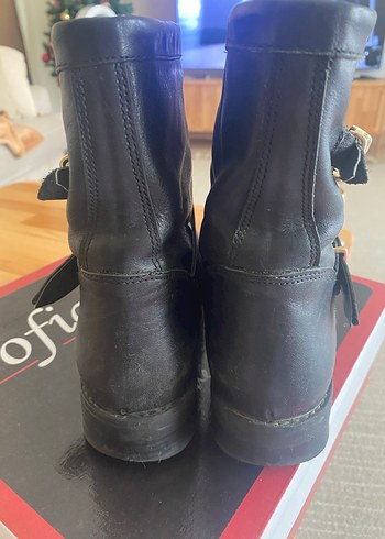 Siyah Deri Tokalı Biker Botlar - Görsel 6