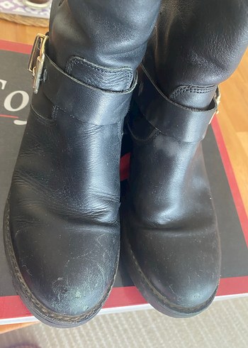 Siyah Deri Tokalı Biker Botlar - Görsel 3