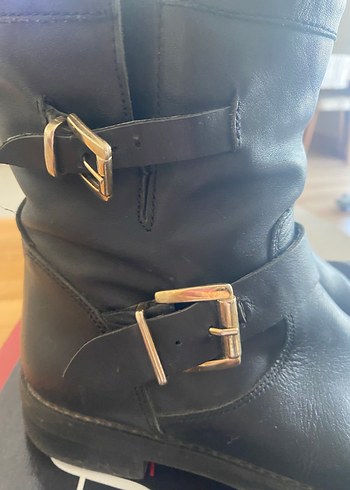 Siyah Deri Tokalı Biker Botlar - Görsel 2