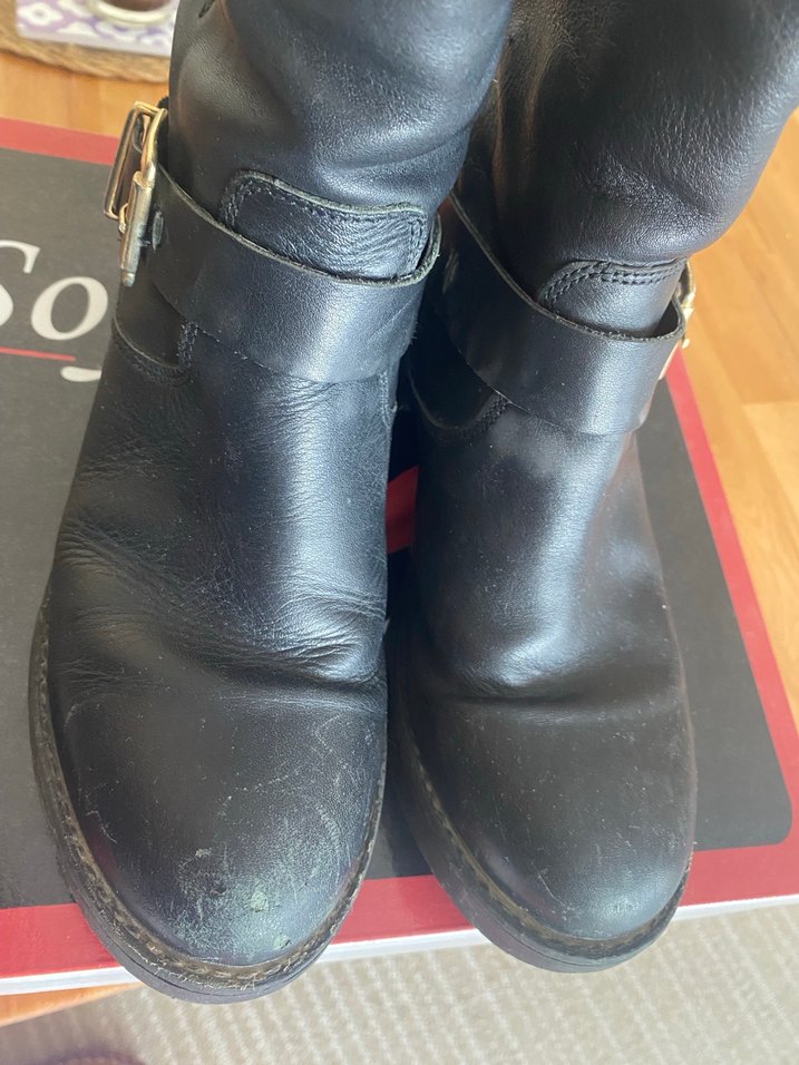 Siyah Deri Tokalı Biker Botlar - Görsel 3