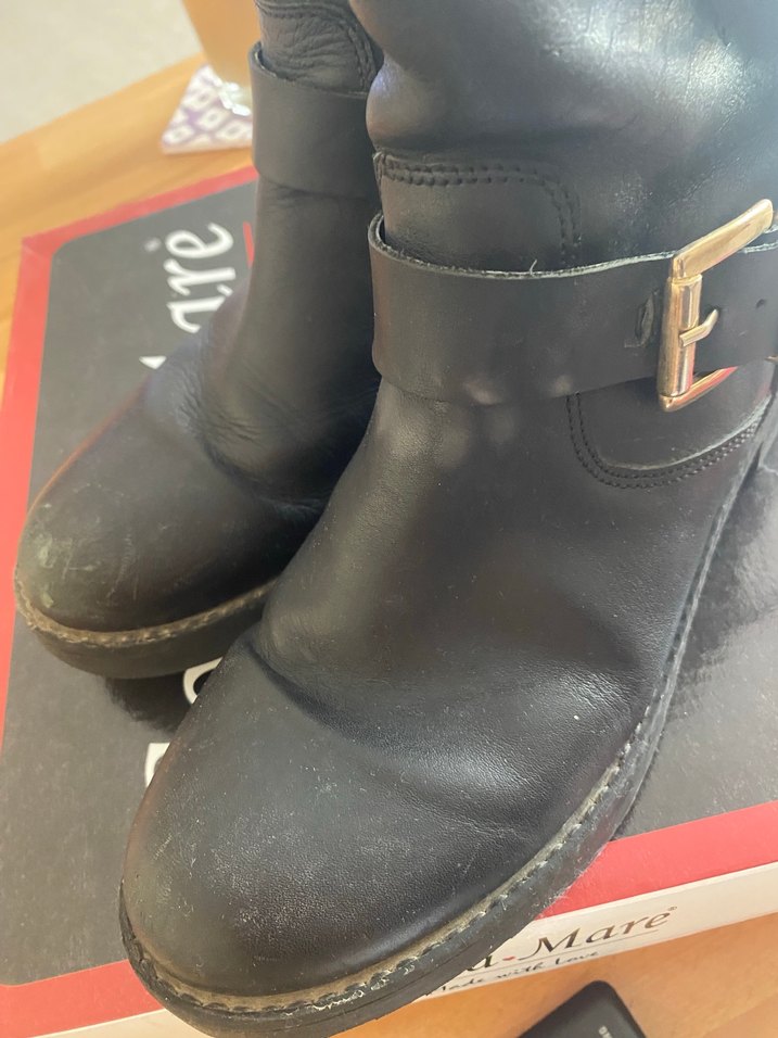 Siyah Deri Tokalı Biker Botlar - Görsel 5