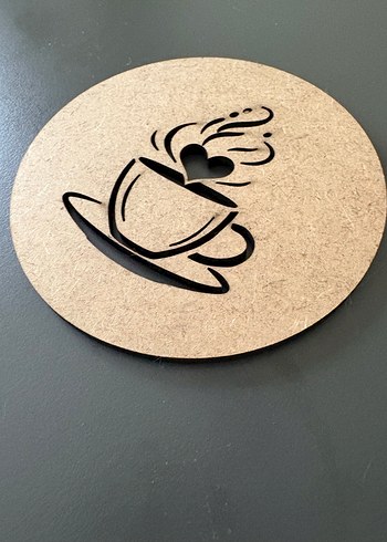 Kahve Fincanı Desenli Ahşap Bardak Altlığı - Görsel 2