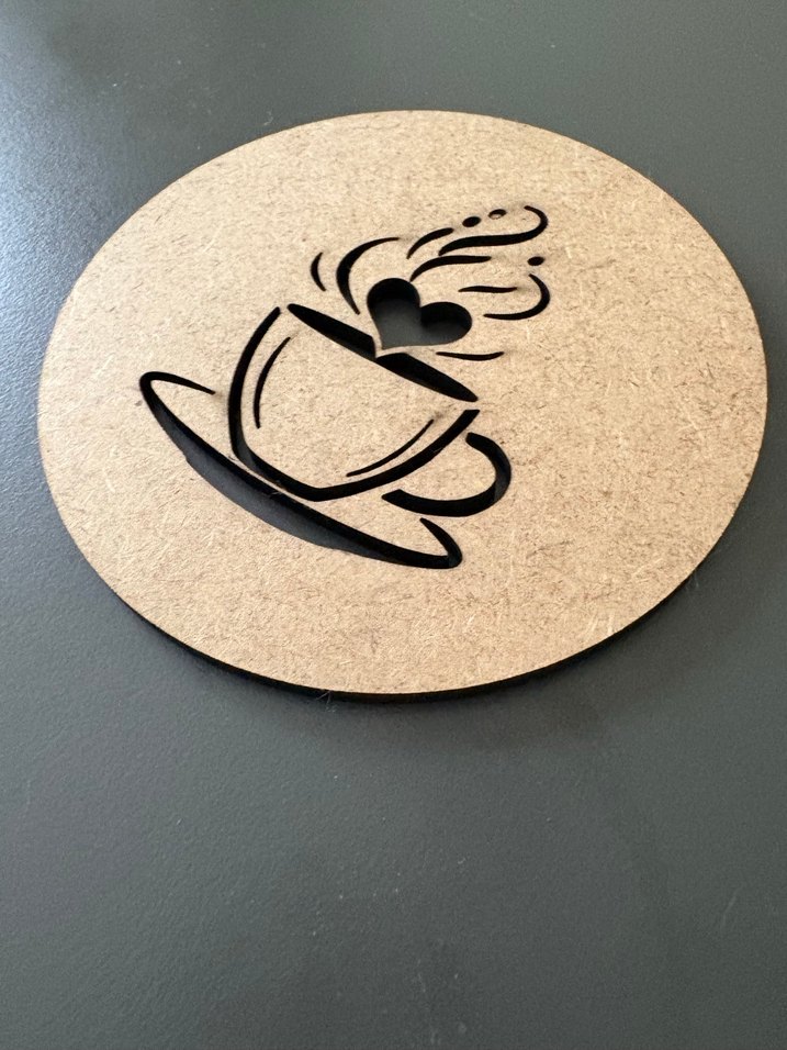 Kahve Fincanı Desenli Ahşap Bardak Altlığı - Görsel 2