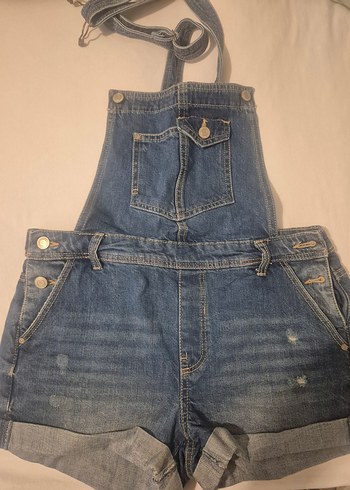Kadın Mavi Denim Kısa Tulum Bershka - Görsel 5