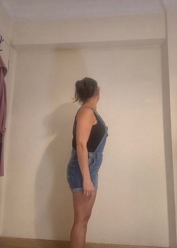 Kadın Mavi Denim Kısa Tulum Bershka - Görsel 2