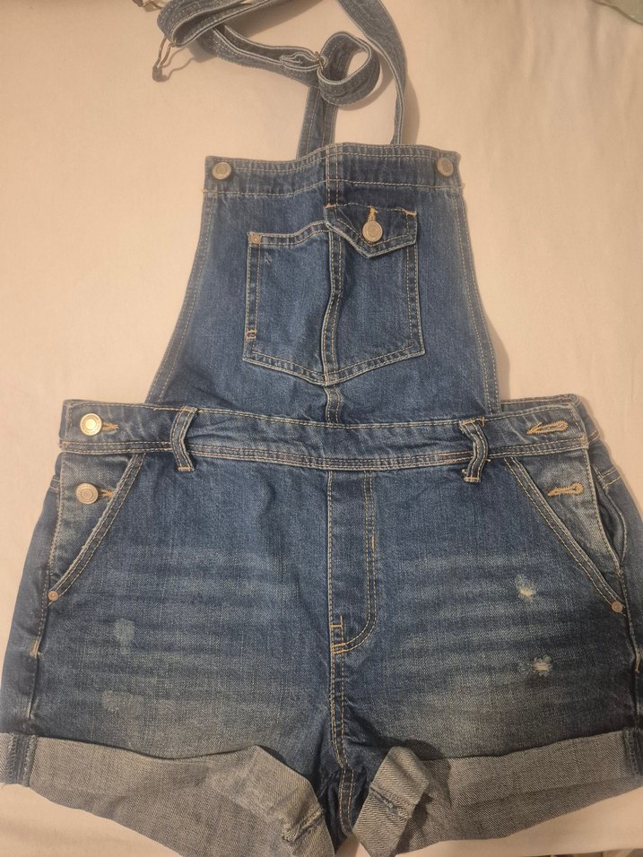 Kadın Mavi Denim Kısa Tulum Bershka - Görsel 5