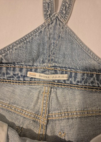Kadın Mavi Kot Şortlu Salopet Bershka - Görsel 6