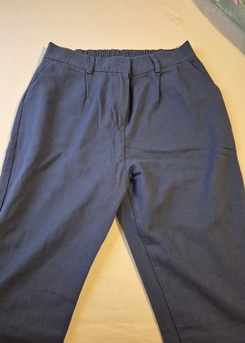 Mavi Midi Boyfriend Keten Pantolon - Görsel 5