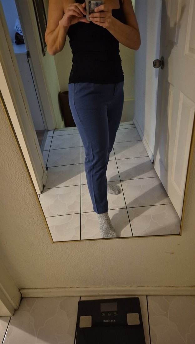 Mavi Midi Boyfriend Keten Pantolon - Görsel 3