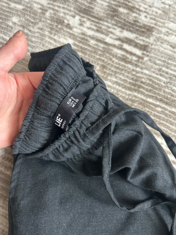 Gri Keten Salaş Midi Pantolon - Görsel 2