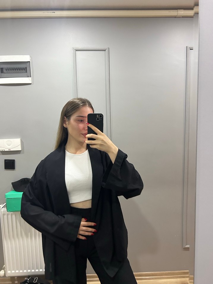 Siyah keten takım - Görsel 2