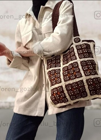 Kahverengi D.motif tasarım astarlı çanta