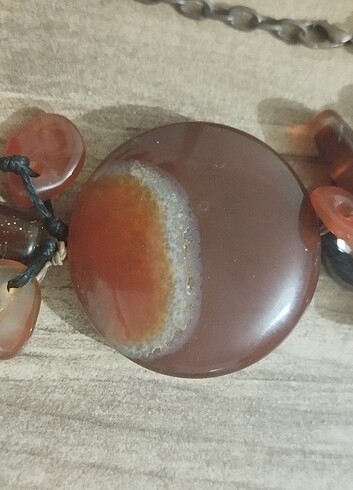 Beden kahverengi Renk Handmade Taş/Cam uzun kolye