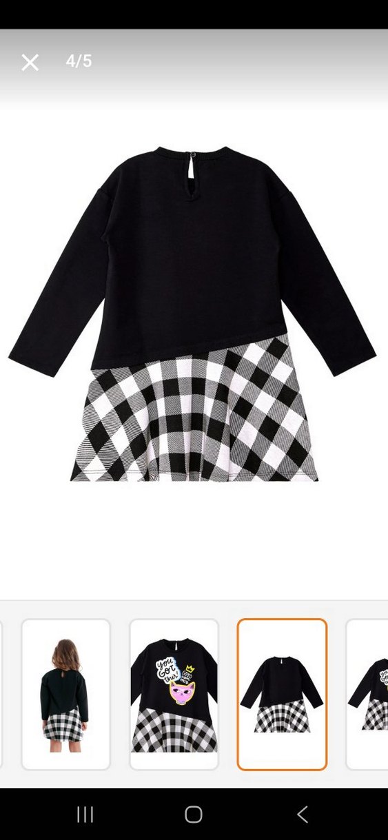 Denokids siyah ekoseli kiz cocuk asimetrik kesim kışlık elbise - Görsel 4