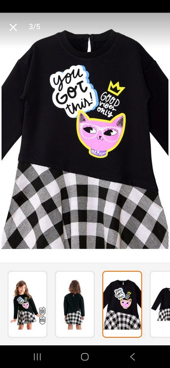 Denokids siyah ekoseli kiz cocuk asimetrik kesim kışlık elbise - Görsel 3