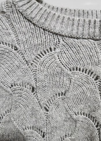 Gri Bohem Tarz Kadın Triko Kazak - Görsel 3