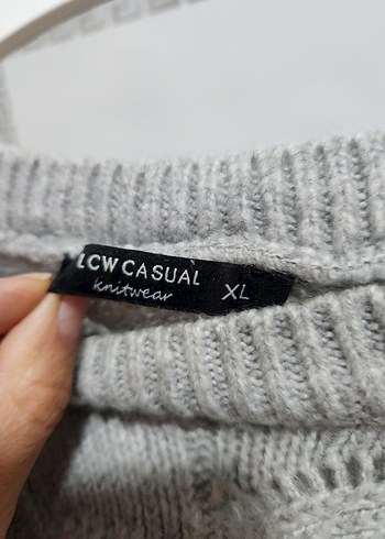 Gri Bohem Tarz Kadın Triko Kazak - Görsel 2