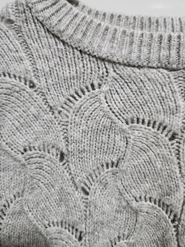 Gri Bohem Tarz Kadın Triko Kazak - Görsel 3