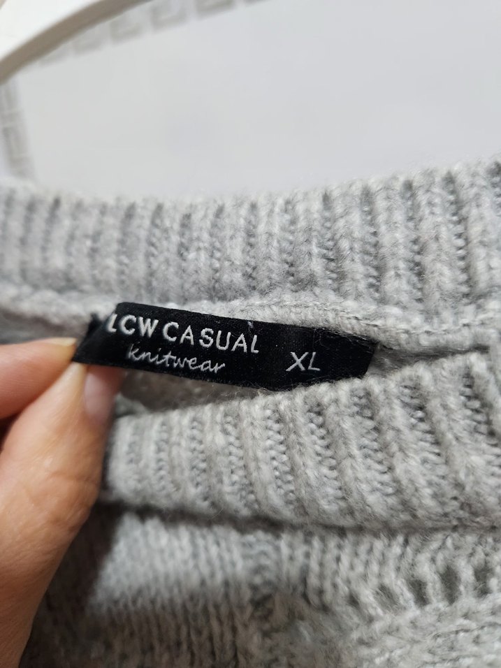 Gri Bohem Tarz Kadın Triko Kazak - Görsel 2