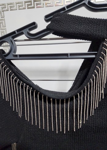 Siyah Kadın Triko Mini Kazak - Görsel 2