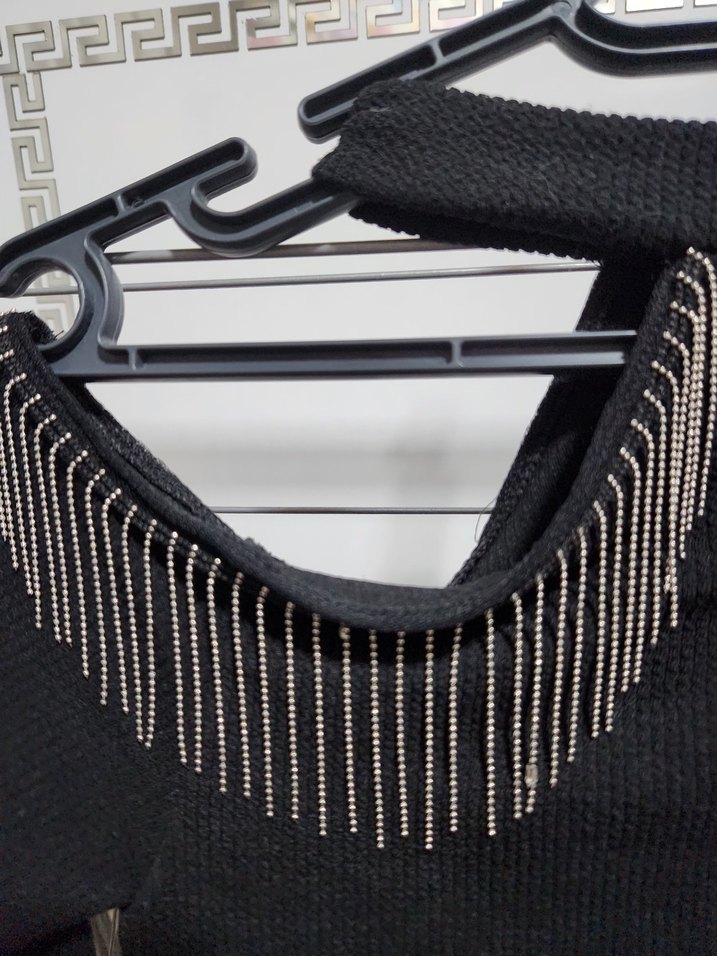 Siyah Kadın Triko Mini Kazak - Görsel 2