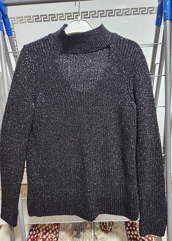 Gri Parlak Triko Boğazlı Kadın Kazak - Görsel 3