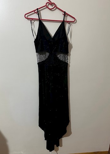 Alfabeta siyah simli abiye elbise - Görsel 3