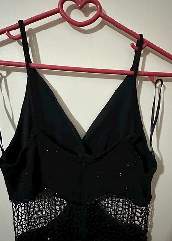 Alfabeta siyah simli abiye elbise - Görsel 4