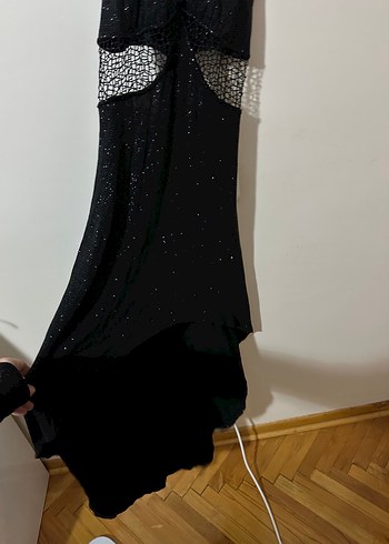 Alfabeta siyah simli abiye elbise - Görsel 2