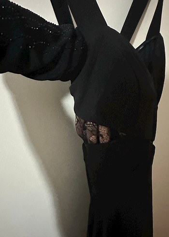 Siyah Uzun abiye elbise - Görsel 6