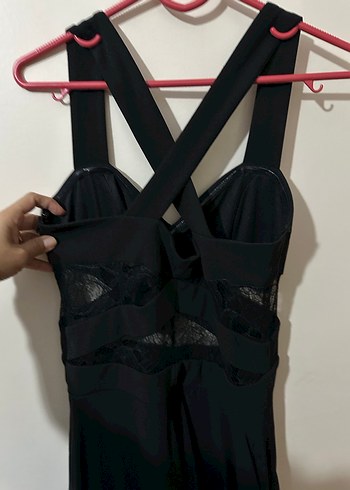 Siyah Uzun abiye elbise - Görsel 8