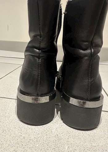 Elle Kadın Siyah Deri Platform Topuklu Bot - Görsel 4