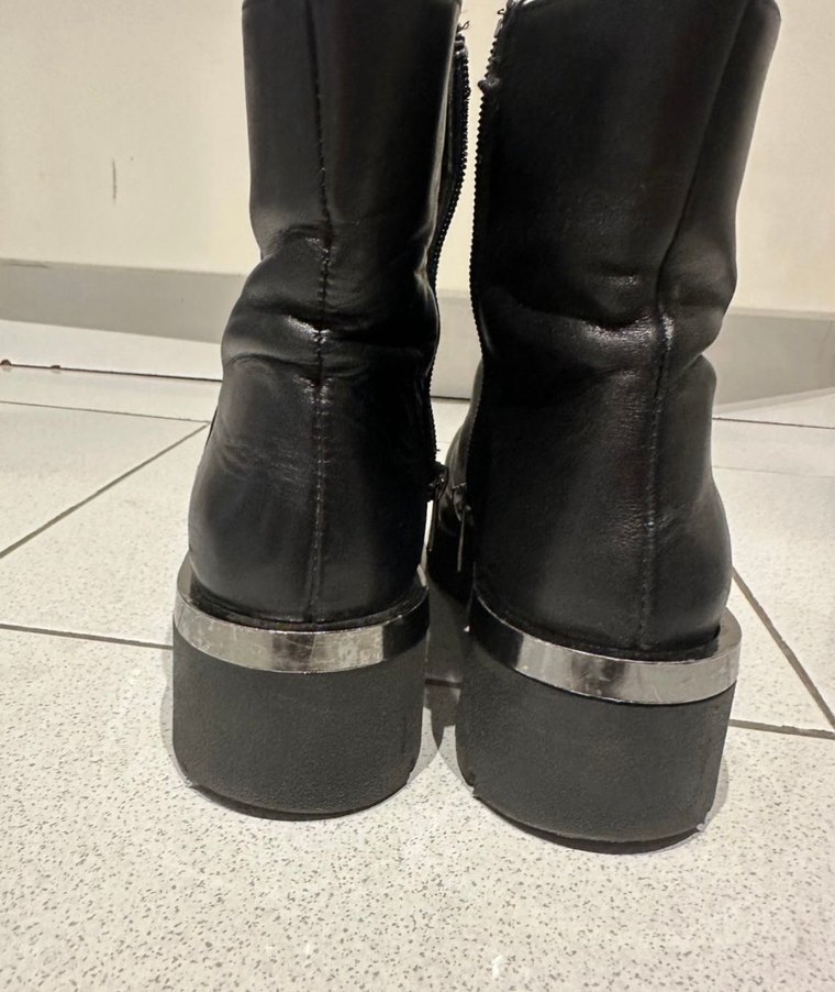 Elle Kadın Siyah Deri Platform Topuklu Bot - Görsel 4