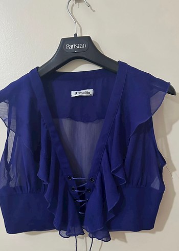 Lacivert mor arası etek- yelek takım. - Görsel 3