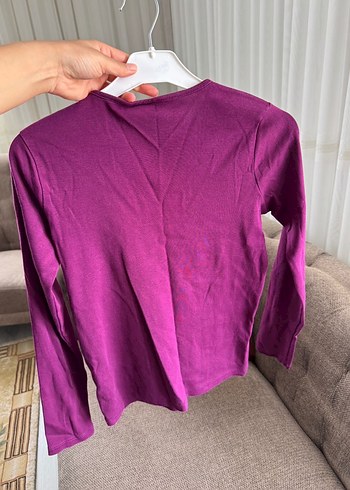 Kız Çocuk Mor Uzun Kollu Basic Tişört - Görsel 3
