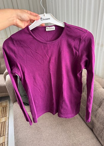 Kız Çocuk Mor Uzun Kollu Basic Tişört - Görsel 4