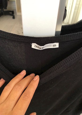 Defacto kayık yaka Siyah yarım Kollu Tişört - Görsel 3