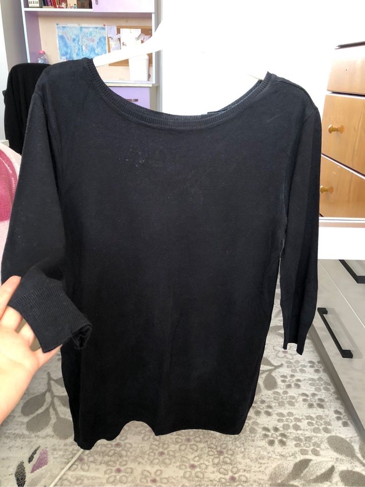 Defacto kayık yaka Siyah yarım Kollu Tişört - Görsel 4