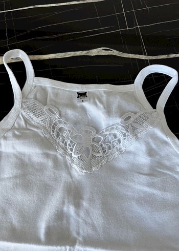 Beyaz Kız Çocuk İnce Askılı Atlet - Görsel 2