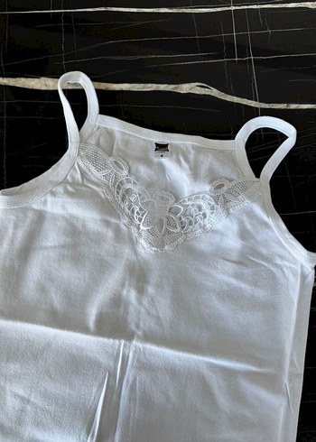 Beyaz Kız Çocuk İnce Askılı Atlet - Görsel 3